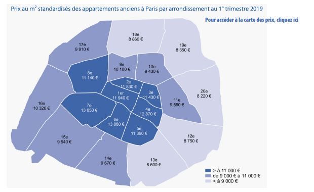 carte des prix par arrondissements 